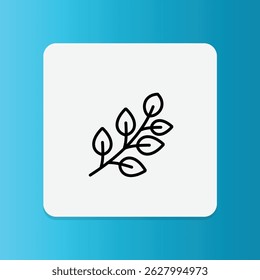 Thin line icon of eucalyptus branches, symbolizing clearing scent and therapeutic properties.