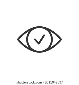 Thin line icon of eye. Vector outline sign for UI, web and app. Concept design of eye icon. Isolated on a white background.