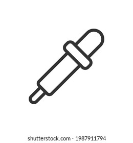 Thin line icon of eyedropper. Vector outline sign for UI, web and app. Concept design of eyedropper icon. Isolated on a white background.