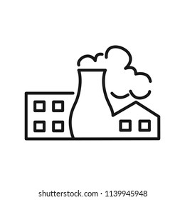Thin line icon of factory, building, industry. Editable vector stroke 64x64 Pixel.