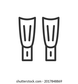 Thin line icon of fins. Vector outline sign for UI, web and app. Concept design of fins icon. Isolated on a white background.