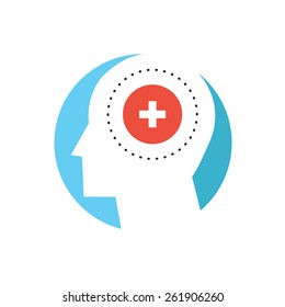 Thin line icon with flat design element of mental health, human dementia, patient psychology, disorder of mind, cure psyche, clinic insane. Modern style logo vector illustration concept.