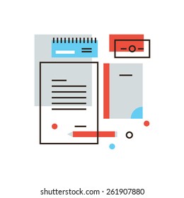 Thin line icon with flat design element of business brand, branding identity, stationery tools, office accessories, company visual style. Modern style logo vector illustration concept.
