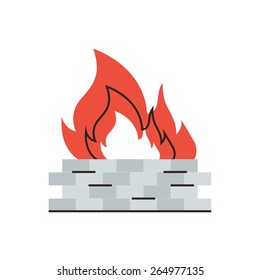 Thin line icon with flat design element of firewall protection, internet security, network protect, safety data on web, antivirus fire wall. Modern style logo vector illustration concept.