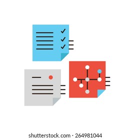 Thin line icon with flat design element of PDCA workflow planning, work flow check process, business notes, successful office schedule management. Modern style logo vector illustration concept.