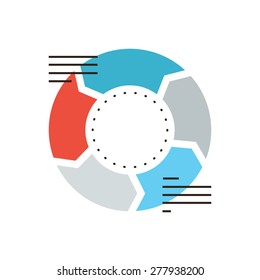 Thin line icon with flat design element of corporate infographics, business circular diagram, abstract infograph, annual market and financial report. Modern style logo vector illustration concept.