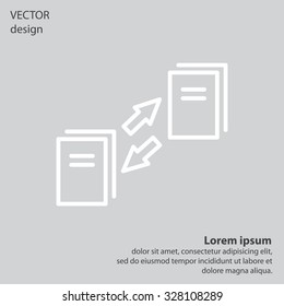 Thin line icon with flat design element of data synchronization, update contents of computer file, sync servers, shared folder, web transfer info. Modern style logo vector illustration concept