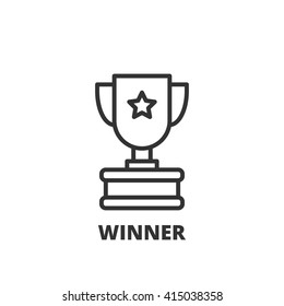 Thin line icon. Flat symbol about business. Winner