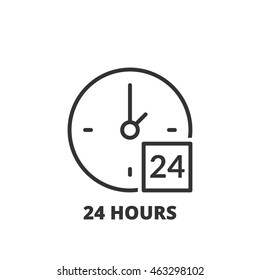 Thin line icon. Flat symbol about shopping. 24 hours