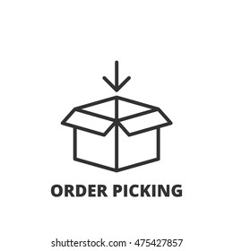 Thin line icon. Flat symbol about shipping. Order picking