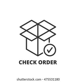 Thin line icon. Flat symbol about shipping. Check order