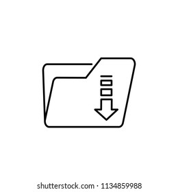 Thin line icon of folder, document, data, file. Editable vector stroke 64x64 pixel.