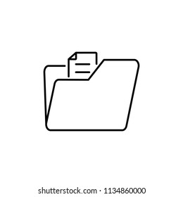 Thin line icon of folder, document, data, file. Editable vector stroke 64x64 pixel.