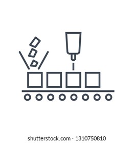 thin line icon food processing plant, canned food