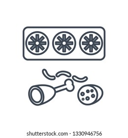 thin line icon food storage in the refrigerator, meat, ham, sausage
