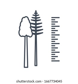Thin line icon forestry and silviculture, tree measurement
