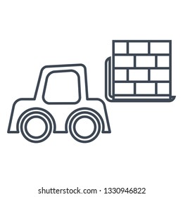 thin line icon forklift loader, pallet stacker truck