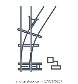 Thin line icon freight and passenger rail transport, railway, railroad switch