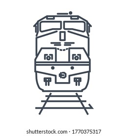 Thin line icon freight and passenger rail transport, railway, train, locomotive