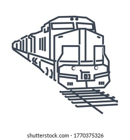 Thin line icon freight and passenger rail transport, railway, train, locomotive