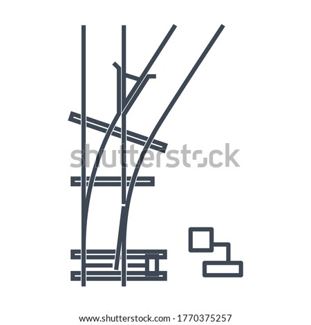 Thin line icon freight and passenger rail transport, railway, railroad switch