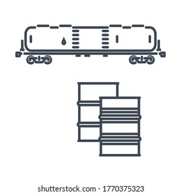 Dünne Linie Symbol Güterverkehr Schiene, Bahn, Tankwagen, Wagen