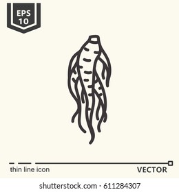 Thin line icon - ginseng root. EPS 10. Isolated object