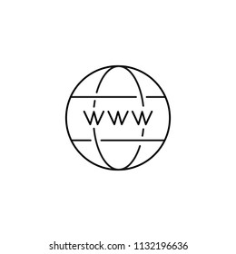 Thin line icon of globe, internet, adress, link, search. Editable vector stroke 64x64 pixel.