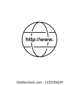 Thin line icon of globe, internet, adress, link, search. Editable vector stroke 64x64 pixel.