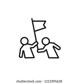 Thin line icon of Goal, Flag, Trophy, Achievement, Champion. Editable vector stroke 64x64 Pixel. 