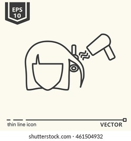 Thin line icon - hair styling. EPS 10. Isolated object.
