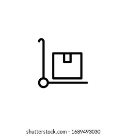 Thin line icon handcart vector design, Pictogram flat outline design for apps , Isolated on white background, Vector illustration, editable stroke, pixel perfect