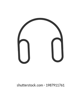 Thin line icon of headphones. Vector outline sign for UI, web and app. Concept design of headphones icon. Isolated on a white background.