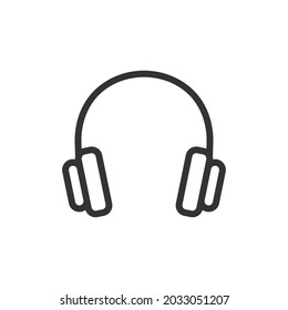 Icono de línea delgada de auriculares. Signo de contorno vectorial para interfaz de usuario, web y aplicación. Diseño conceptual del icono de auriculares. Aislado sobre un fondo blanco.