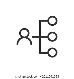 Thin line icon of hierarchy. Vector outline sign for UI, web and app. Concept design of hierarchy icon. Isolated on a white background.