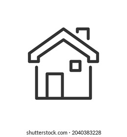 Thin line icon of home. Vector outline sign for UI, web and app. Concept design of home icon. Isolated on a white background.