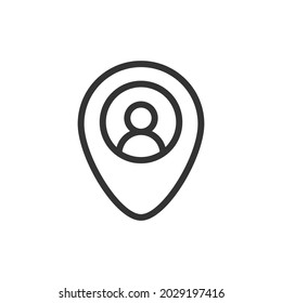 Thin line icon of human resources. Vector outline sign for UI, web and app. Concept design of human resources icon. Isolated on a white background.