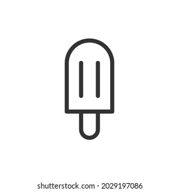 Thin line icon of ice cream. Vector outline sign for UI, web and app. Concept design of ice cream icon. Isolated on a white background.