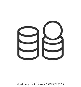 Thin line icon of income. Vector outline sign for UI, web and app. Concept design of income icon. Isolated on a white background.