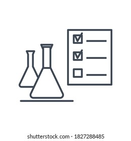 Thin line icon industry quality control, measurement, sorting