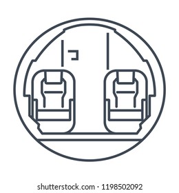 thin line icon interior of private business jet airplane