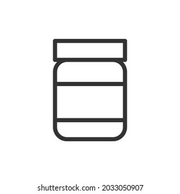 Thin line icon of jar. Vector outline sign for UI, web and app. Concept design of jar icon. Isolated on a white background.