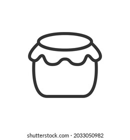 Thin line icon of jar. Vector outline sign for UI, web and app. Concept design of jar icon. Isolated on a white background.