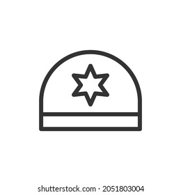 Thin line icon of judaism. Vector outline sign for UI, web and app. Concept design of judaism icon. Isolated on a white background.