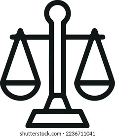 Icono de la línea delgada de la justicia. Signo de contorno vectorial para interfaz de usuario, web y aplicación. Icono de diseño conceptual de justicia. Aislado sobre un fondo blanco.