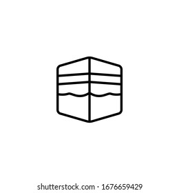 Thin Line Symbol Kaaba hajj Mecca Betreuten Wallfahrt Ramadan Islam Moschee Symbol Vektorillustration Grafik Design auf weißem Hintergrund