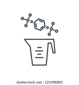 thin line icon laundry detergent, cleaner, chemical formula