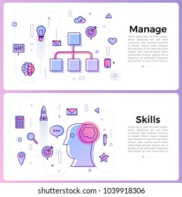 Thin line icon layout design flat design concept manage & skills. Vector illustrate.
