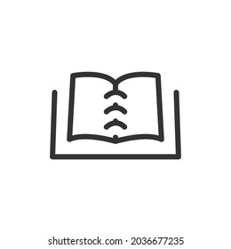 Thin line icon of library. Vector outline sign for UI, web and app. Concept design of library icon. Isolated on a white background.