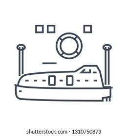 thin line icon lifeboat on the ship